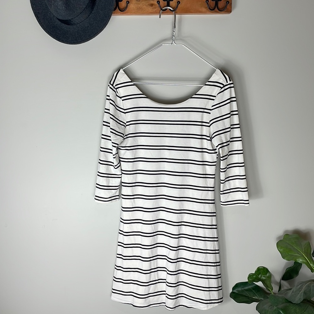 Vintage Striped Quarter Sleeve Dress Small